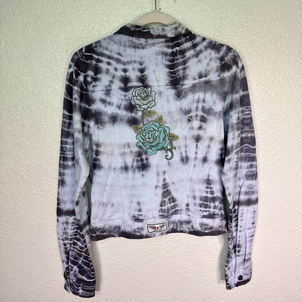 Hard Tail Forever Y2K Jacket Womens XL Tie Dye Embroidered Skull Floral Cotton